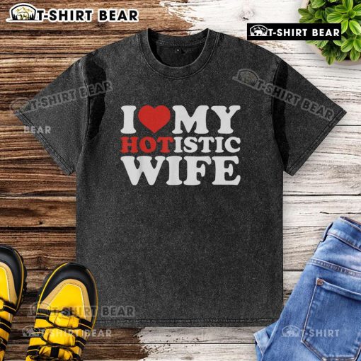 Top I Love My Hotistic Wife washed t-shirt in vibrant colors, showcasing a stylish and fun design for proud partners.