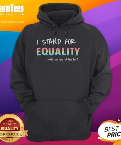 Rainbow hoodie with 'I Stand For Equality' slogan, promoting inclusivity and support for LGBTQ+ rights.