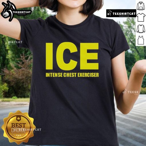 Alt Text: Top ICE Intense Chest Exerciser Ladies Tee showcasing a stylish design for fitness enthusiasts in vibrant colors.