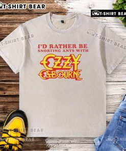 Top I'd Rather Be Snorting Ants with Ozzy Osbourne washed t-shirt featuring a vintage graphic design and soft fabric.