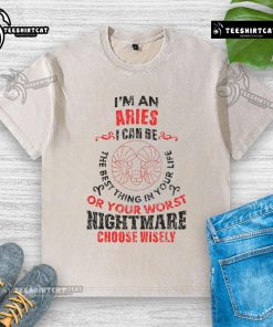 Washed T-shirt featuring 'Top I'm an Aries' design, highlighting the duality of Aries personality.
