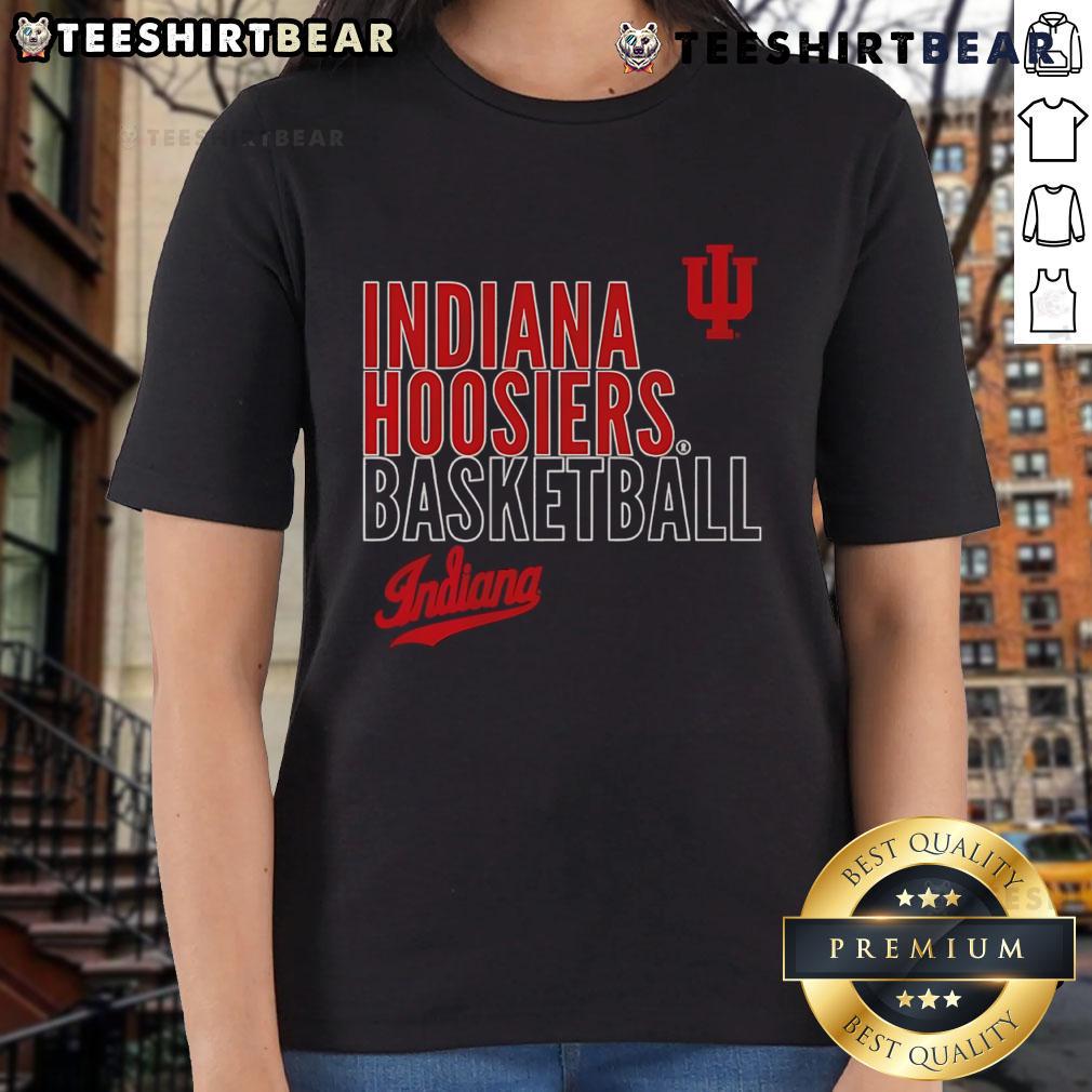 Top Indiana Hoosiers Basketball Text Logo Overlay Ladies Tee Top Indiana Hoosiers basketball text logo overlay on a stylish ladies tee, perfect for fans and sportswear enthusiasts.