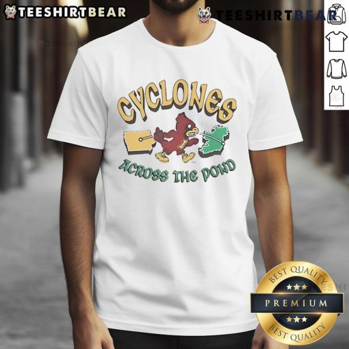 2025 Iowa State Cyclones Dublin Ireland game mascot t-shirt featuring vibrant colors and team logo design.