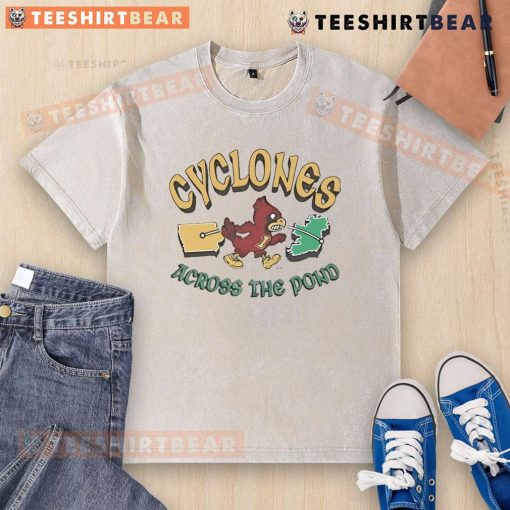 Alt Text: Iowa State Cyclones mascot on a washed t-shirt for the Top ISU Dublin Ireland Game 2025, showcasing team spirit.