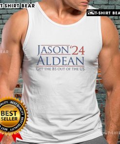 Top Jason Aldean Get The BS Out Of The US 2024 Tank Top featuring bold graphic design and patriotic colors.