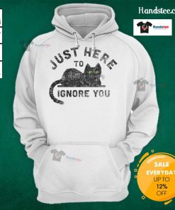 Top Just Here To Ignore You Cat Hoodie featuring a playful cat graphic, perfect for feline lovers and cozy outfits.
