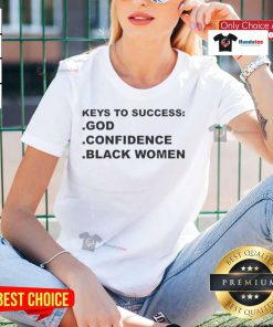 Black women in a stylish tee showcasing 'Top Keys to Success' and confidence, perfect for empowerment and motivation.