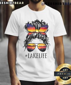 Top Lake Life Messy Bun Girls T-Shirt for women, moms, and grandmas, perfect for summer lake adventures.