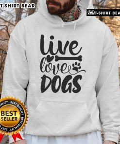 Cozy Top Live Love Dogs hoodie featuring a playful dog graphic, perfect for dog lovers and casual wear.