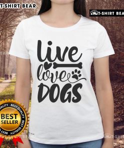 Top Live Love Dogs Ladies Tee featuring a stylish design for dog lovers, perfect for casual outings and pet enthusiasts.