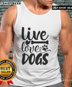 Stylish 'Live Love Dogs' tank top featuring a vibrant design, perfect for dog lovers and casual summer wear.