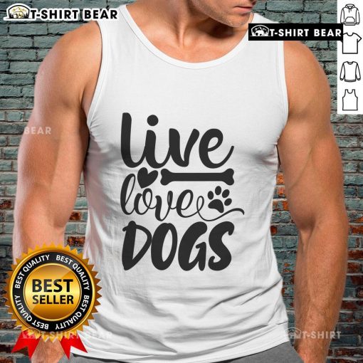 Stylish 'Live Love Dogs' tank top featuring a vibrant design, perfect for dog lovers and casual summer wear.