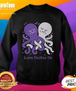 Cozy Top Love Unites Us Octopi Sweatshirt featuring vibrant octopus design, perfect for ocean lovers and unique fashion.