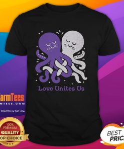 Top Love Unites Us Octopi T-Shirt featuring colorful octopus design, perfect for ocean lovers and unique fashion enthusiasts.