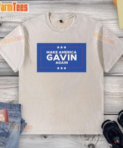 Top Make America Gavin Again washed t-shirt featuring bold text design in a casual, stylish fit for everyday wear.