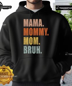 Mom and son wearing vintage hoodie 'Top Mama Mommy and Me Boy Mom Life' enjoying time together outdoors.