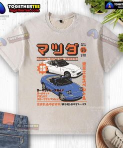 Top Miata Magazine Original Roadster Lifestyle washed T-shirt featuring classic car design in vibrant colors.