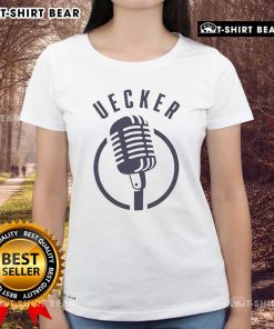Alt Text: Top microphone design on Bob Uecker Milwaukee Brewers ladies tee, perfect for fans and casual wear.