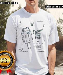 Alt Text: Top Milwaukee Bucks Cream City Pops T-Shirt featuring vibrant team colors and logo, perfect for fans and collectors.