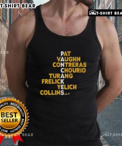 Alt Text: Top Milwaukee Pancakes featuring names Pat Vaughn, Contreras, Chourio, Turang, Frelick, Yelich, and Collins on a tank top.