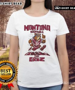 Montana Grizzlies mascot on a women's tee, showcasing school spirit and team pride in a stylish design.