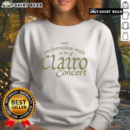 Top Most Performative Male at the Clairo Concert wearing a stylish sweatshirt, showcasing vibrant energy and crowd engagement.