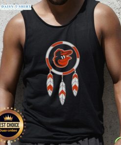 Top Native American Indians X Baltimore Orioles baseball tank top featuring vibrant design and team logo.