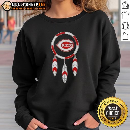 Top Native American Indians X Cincinnati Reds baseball sweatshirt featuring vibrant graphics and comfortable fit.