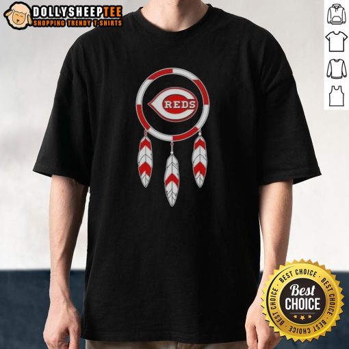 Top Native American Indians X Cincinnati Reds Baseball T-Shirt featuring vibrant graphics and team colors for fans.