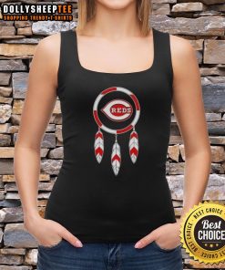 Alt Text: Top Native American Indians X Cincinnati Reds baseball tank top featuring vibrant graphics and a sporty design.
