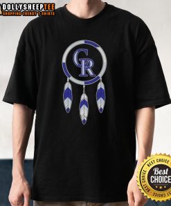 Top Native American Indians X Colorado Rockies Baseball T-Shirt featuring vibrant graphics and bold team colors.