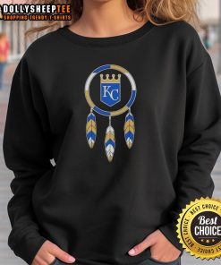 Alt Text: Native American-inspired Kansas City Royals baseball sweatshirt featuring vibrant colors and unique designs.
