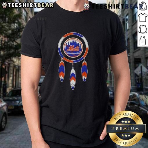 Top Native American Indians X New York Mets baseball T-shirt featuring vibrant graphics and a unique design.