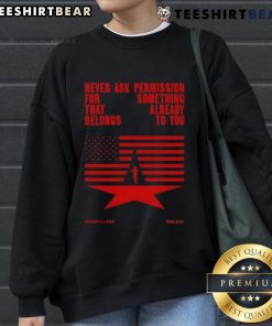 Alt Text: Top Never Ask Permission sweatshirt featuring Cowboy Carter design for the 2025 tour, showcasing a stylish graphic.