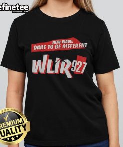 Top New Wave Dare To Be Different WLIR 927 Vintage Radio 80s 90s Ladies Tee featuring retro design and vibrant colors.