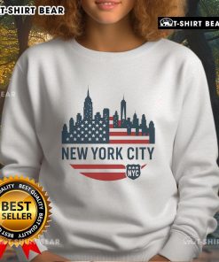 Cozy sweatshirt featuring the Top New York City travel souvenir flag series design, perfect for NYC enthusiasts.