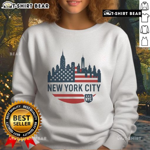 Cozy sweatshirt featuring the Top New York City travel souvenir flag series design, perfect for NYC enthusiasts.