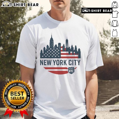 Top New York City Travel Souvenir Flag Series T-Shirt featuring iconic NYC skyline and vibrant colors.