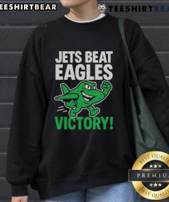 Top New York Jets vs Philadelphia Eagles Victory NFL 2025 Sweatshirt featuring team logos and vibrant colors.