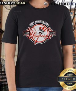 Top New York Yankees 1903-2003 100th Anniversary Ladies Tee featuring classic team logo and vintage design.