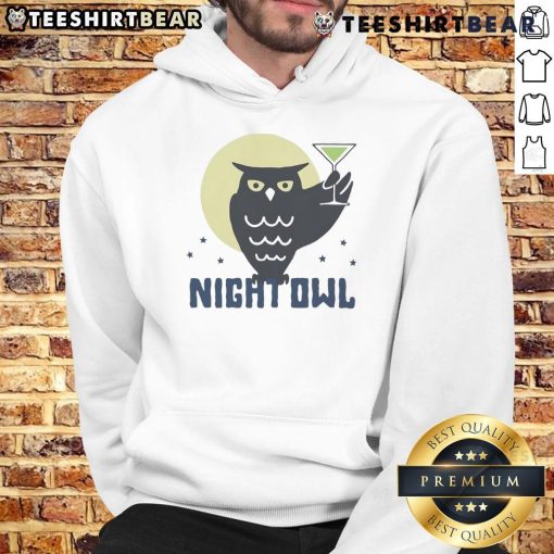 Cozy Top Night Owl Cocktail Hoodie featuring a stylish owl graphic, perfect for cocktail lovers and night owls alike.