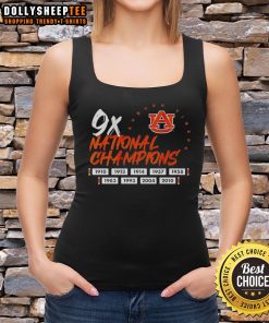 Top Nine Time National Champions Auburn Tigers Football logo tank top featuring iconic team colors and design.