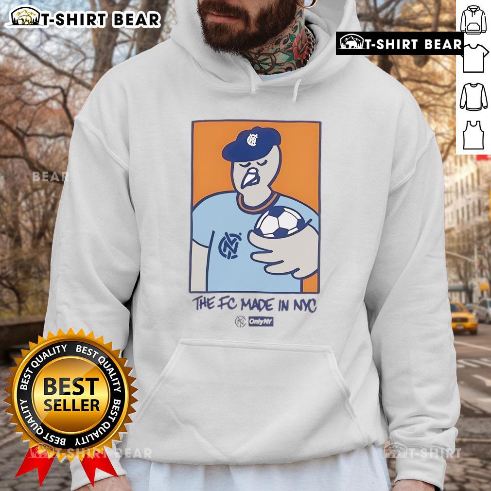 Top Nycfc Pigeon Mascot The Fc Made In Nyc Hoodie NYCFC Pigeon mascot wearing 'The FC Made In NYC' hoodie, showcasing team spirit and local pride.