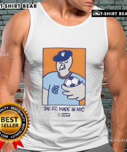 Top NYCFC Pigeon mascot wearing 'The FC Made In NYC' tank top, showcasing team spirit and New York pride.