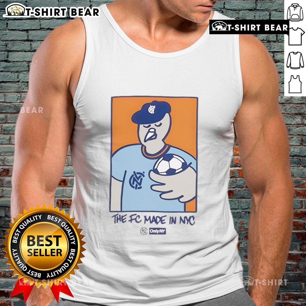 Top Nycfc Pigeon Mascot The Fc Made In Nyc Tank Top Top NYCFC Pigeon mascot wearing 'The FC Made In NYC' tank top, showcasing team spirit and New York pride.