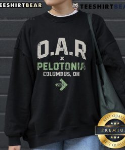 Alt Text: Top O.A.R. X Pelotonia collaboration sweatshirt featuring stylish design and vibrant colors for charity support.