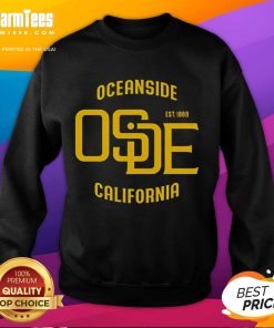 Cozy Top Oceanside California sweatshirt displayed on a hanger, perfect for beach lovers and casual wear enthusiasts.