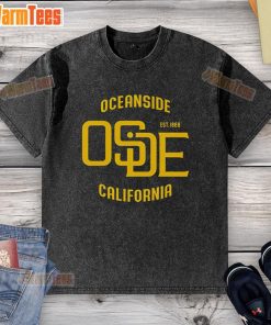 Top Oceanside California washed t-shirt in soft fabric, perfect for beachwear and casual outings, showcasing coastal style.