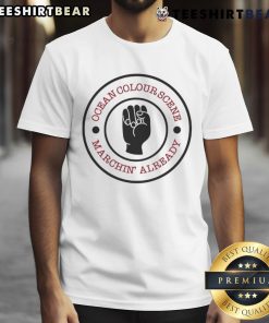 Alt Text: Top Ocsmusic Ocean Colour Scene Machine Already T-Shirt featuring vibrant design and soft fabric for music fans.