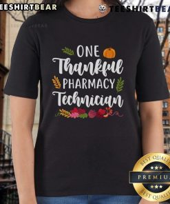 Top-One Thankful Pharmacy Technician Thanksgiving Fall Ladies Tee featuring autumn colors and festive design.